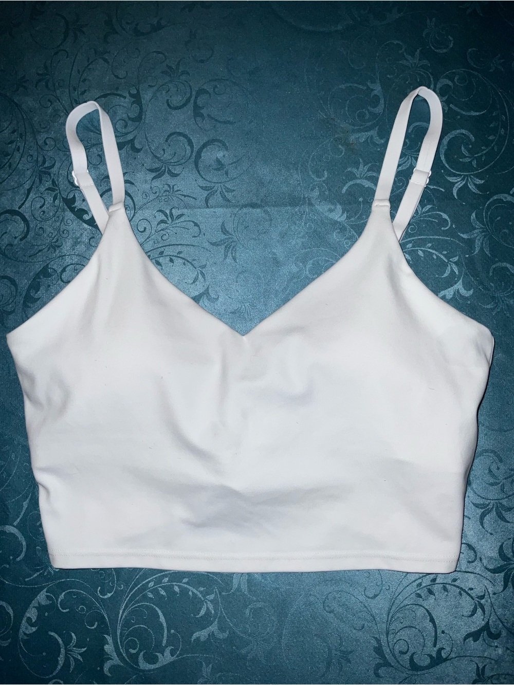 Athleta Elation V Neck Long Line Sports Bra Cup A-C white - Picture 3 of 9